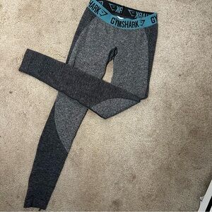 Gymshark Flex High Rise Leggings Small Gray Teal Waistband Seamless